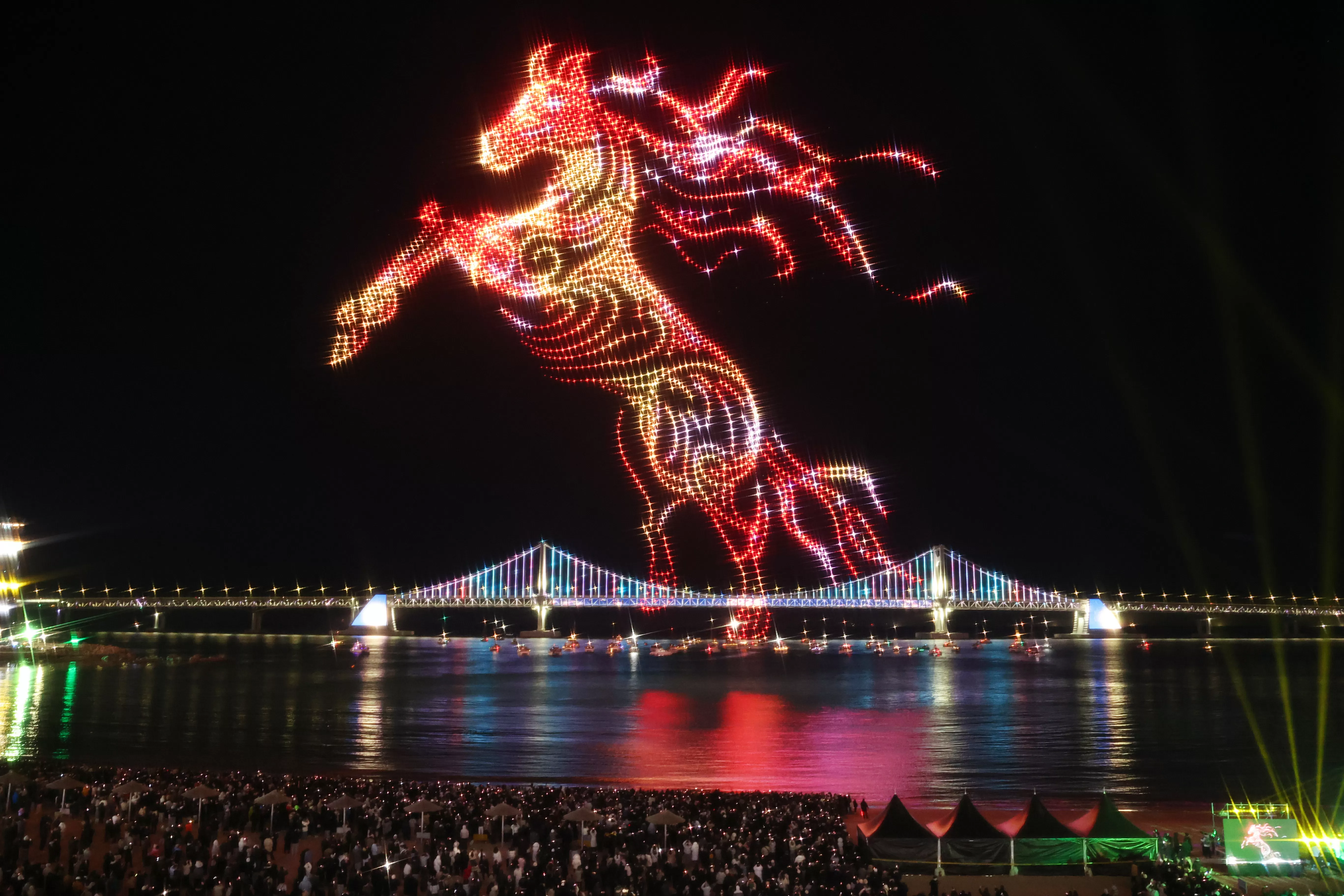 Drums, drones and fireworks ring in the New Year across Asia