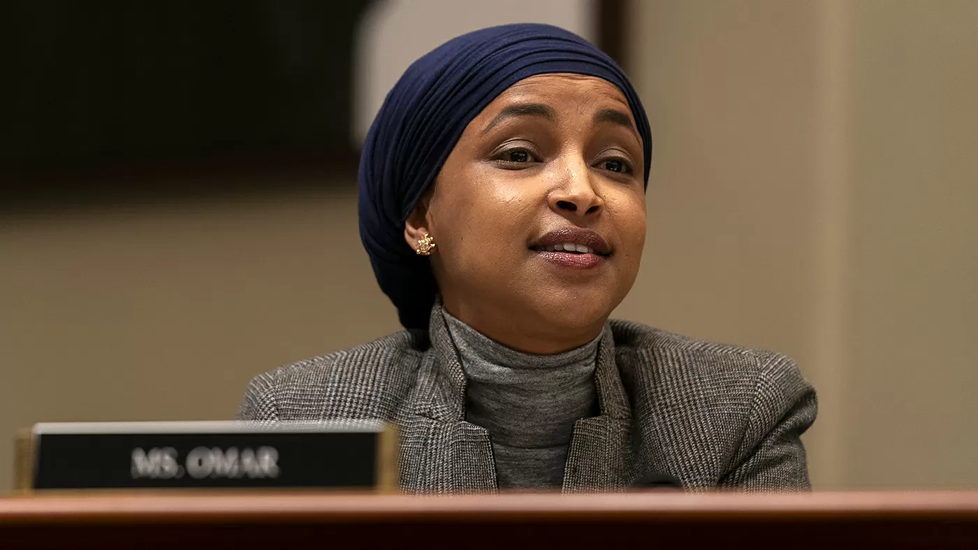 Man tackled after spraying Omar with unknown substance at Minneapolis town hall
