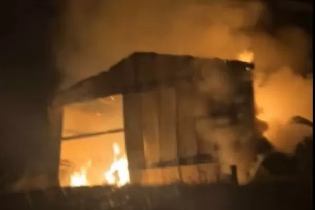 Devastating fire that tears through barn in Welsh countryside
