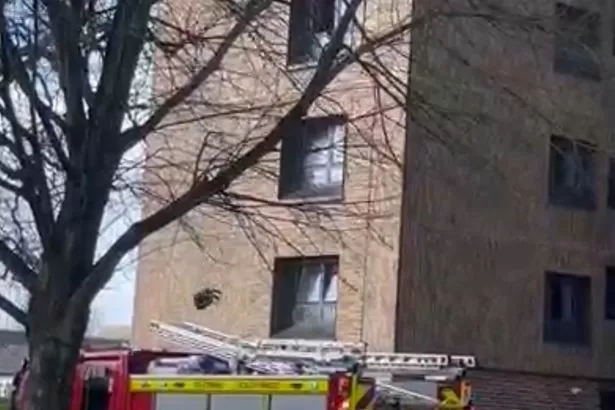 Burning furniture thrown from third-storey window of Cardiff flats